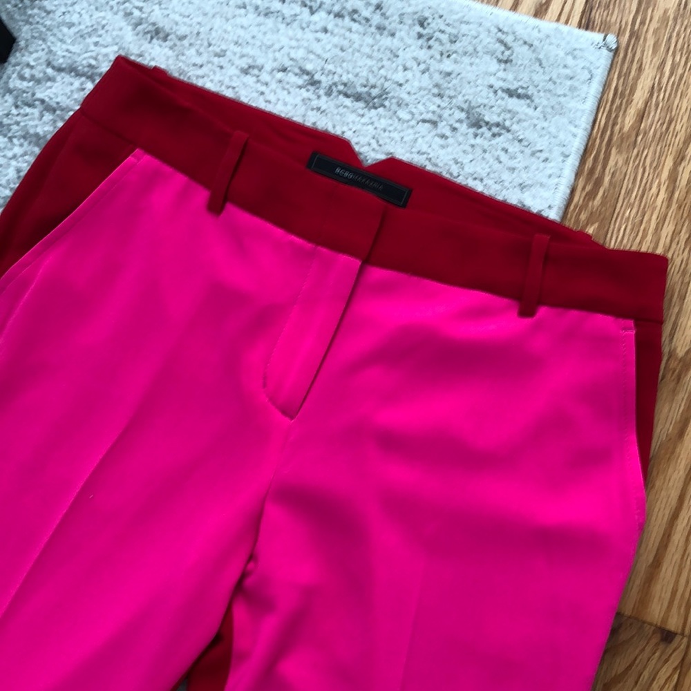 BCBG MaxAzria Neon Pink Monique Color Block Pants - Picture 5 of 10